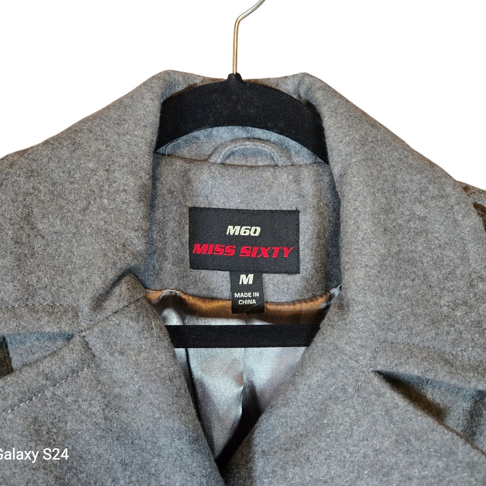 Miss Sixty Gray Wool Blend‎ Military Style Pea Coat Jacket